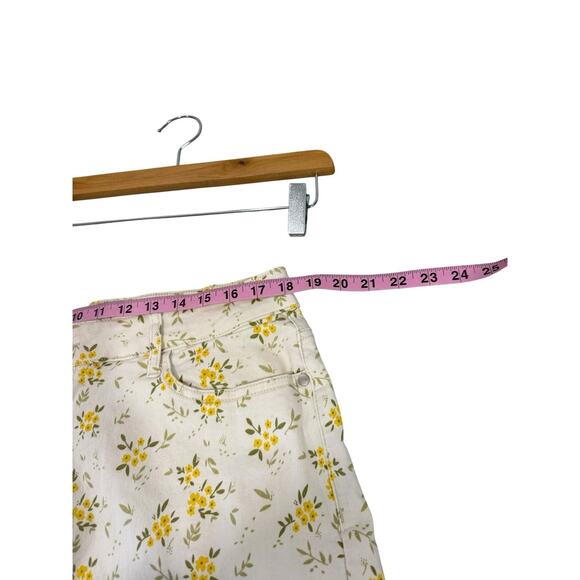 Judy Blue Yellow Floral Pattern Stretch Denim Shorts Cut Off Style Womens 3XL - Picture 5 of 7